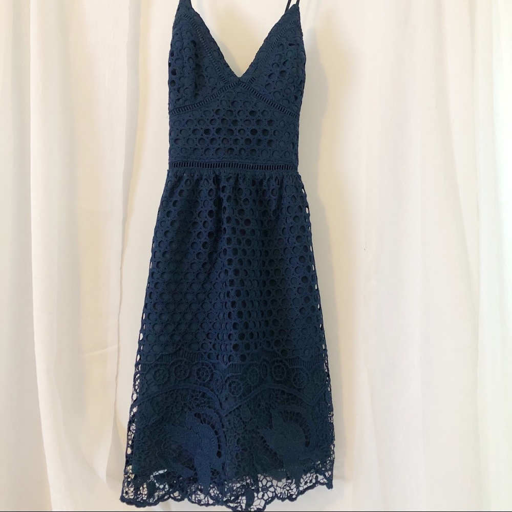 Abercrombie and Fitch Lace Blue Crochet Dress